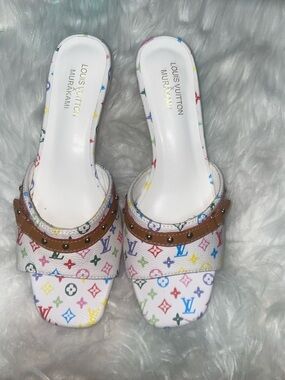 Louis Vuitton White Multicolor Monogram heels